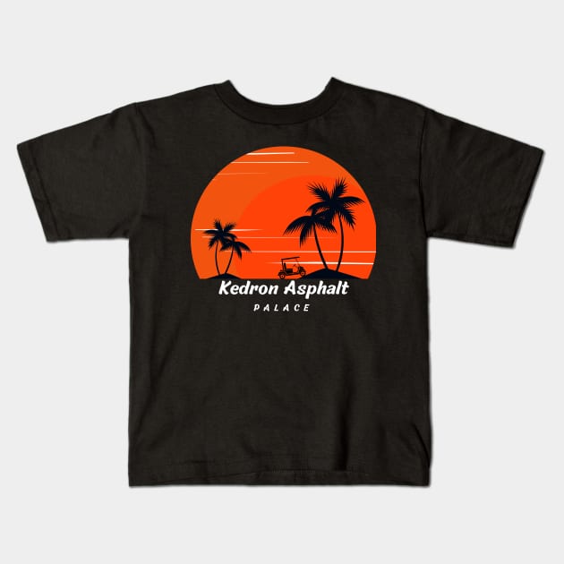 Golf Cart Palm Tree Kids T-Shirt by Kedron Asphalt Palace